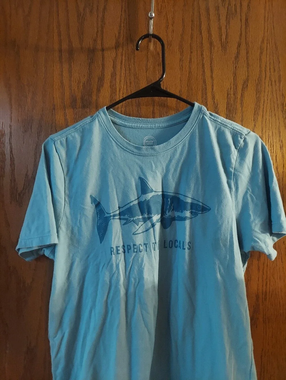 Wonder Nation Boys XL 14-16 Shark Respect The Locals Graphic T-Shirt Light Blue